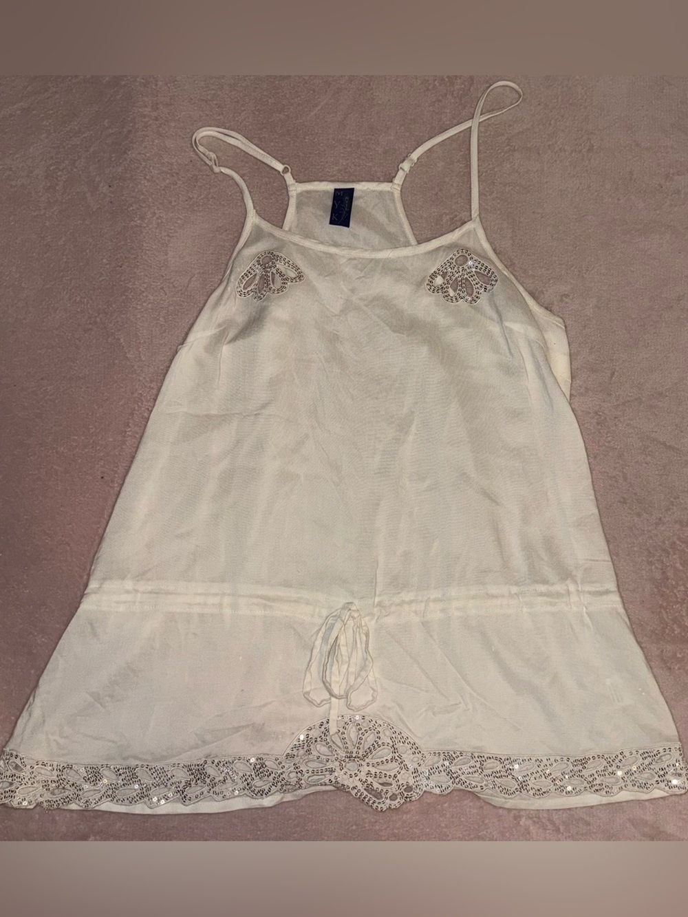 Y2K MYK White Lace Rhinestone Cami Top 🤍